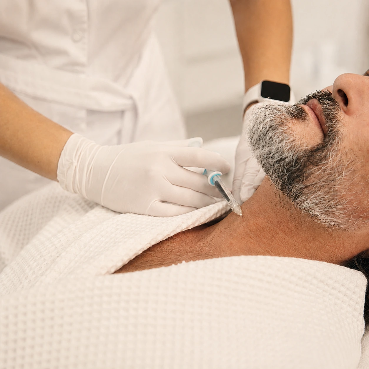 Neck line rejuvenation for Korean facial contouring and sculpting for men at MeOne Aesthetic Clinic in Dubai